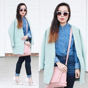 Forever 21 Swiss Dot Chambray Shirt